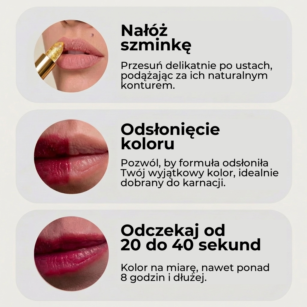 Nałóż, odsłoń kolor, odczekaj 20–40 sekund